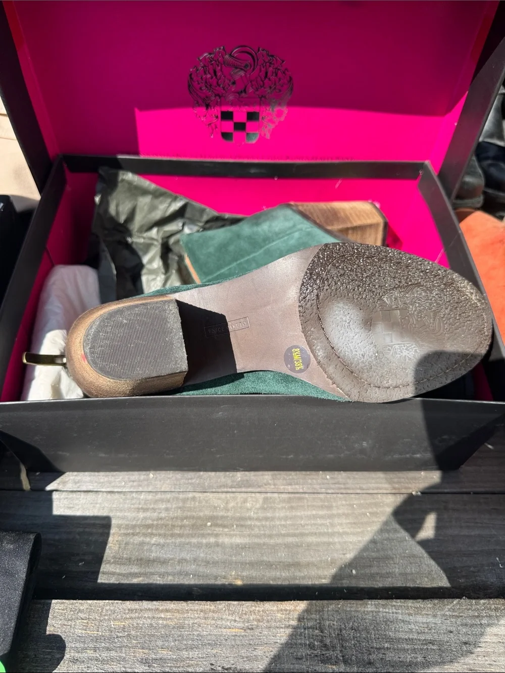 Women's Vince Camuto Green Suede Ankle Boots - Classic back -Zip graysen Style